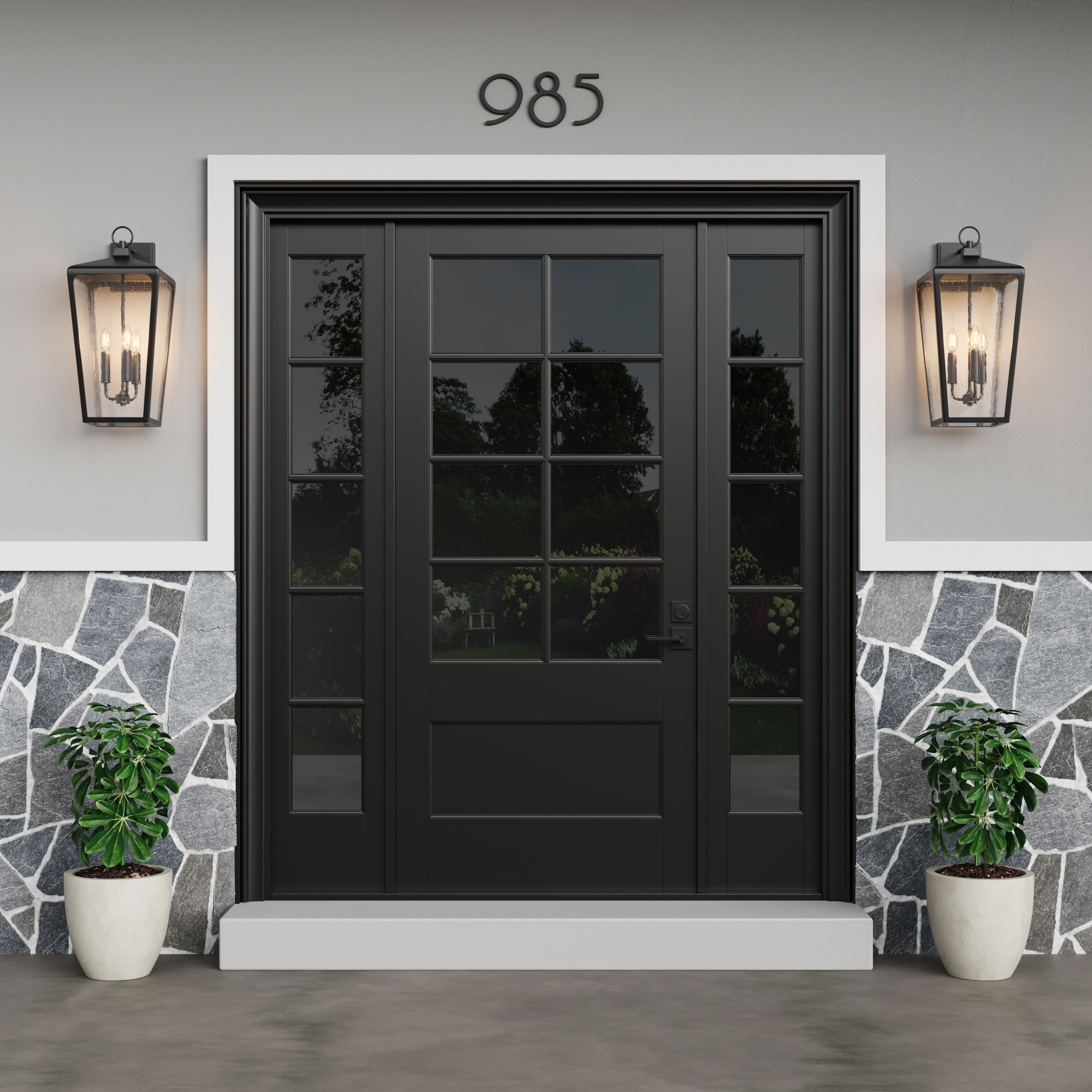 Brooks 3 Light 22.75 inch Powder Coated Black Outdoor Wall Sconce